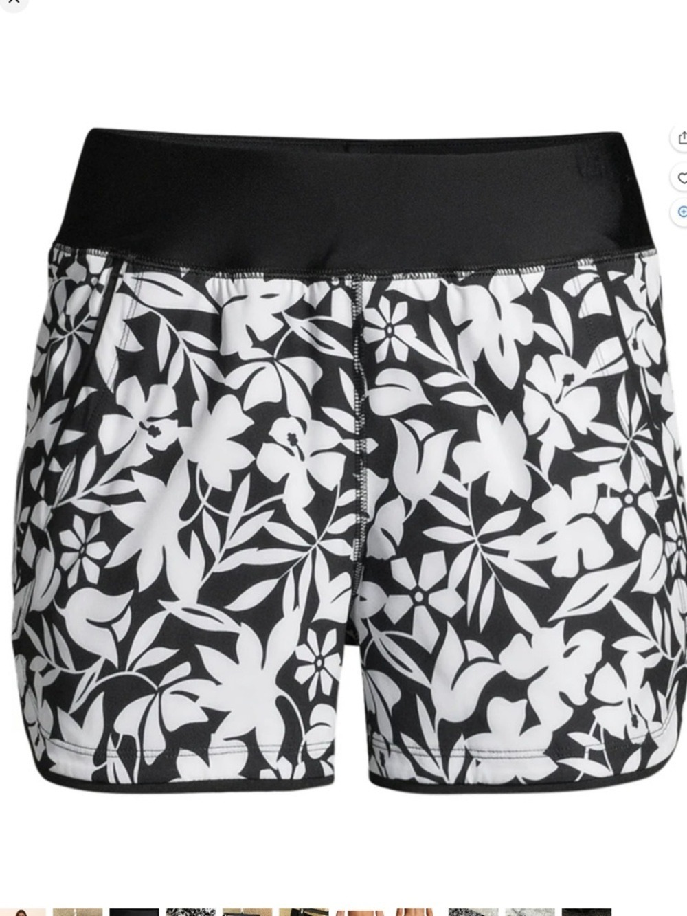 Lands’ End Women’s Quick Dry Swim board Shorts black white tropical print 18 - Picture 3 of 12